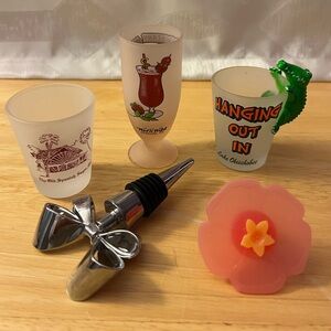 Set of Decorative Shot Glasses and Wine Stoppers Florida Set